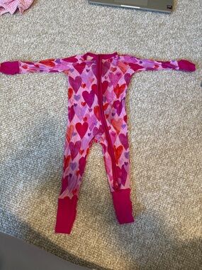 Little sleepies 3-6 month Pink Heart-Print One-Piece Pajamas